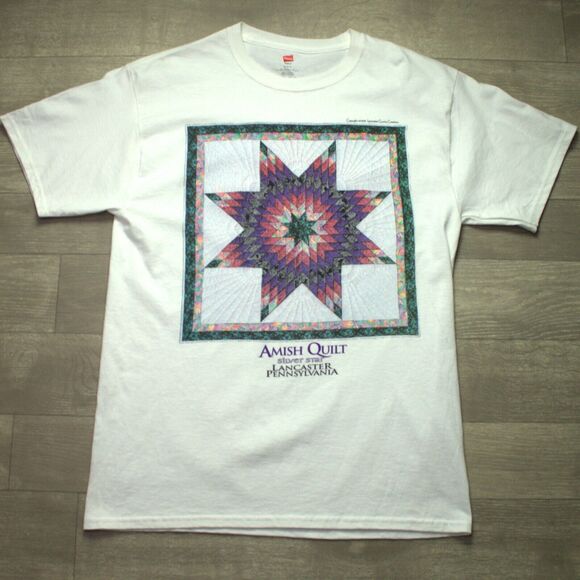 Lancaster Country Creations, Amish Quilt Silver Star Lancaster PA T-Shirt Medium - Picture 4 of 4